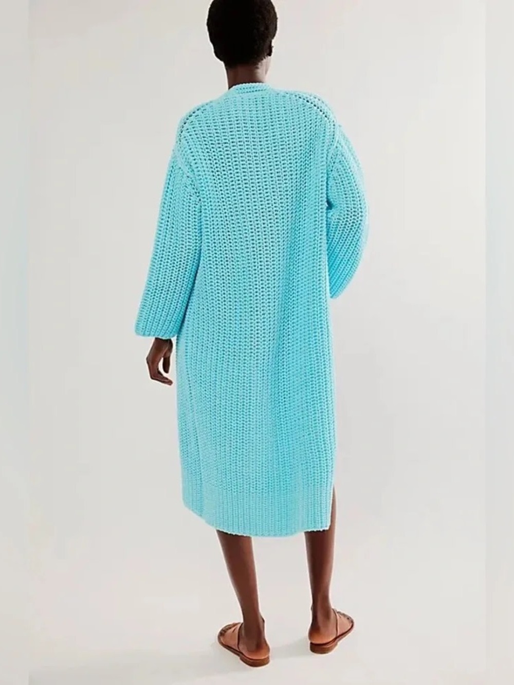 NEW FREE PEOPLE Offside Longline Crystal Seas Blue Cardigan Size S - Picture 4 of 7